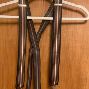Classic Striped Suspenders in Black and Brown